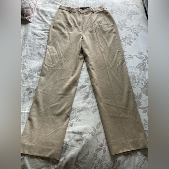 Weekend MaxMara Virgin Wool Beige Pleated Trousers 12 Corpcore Professional Work